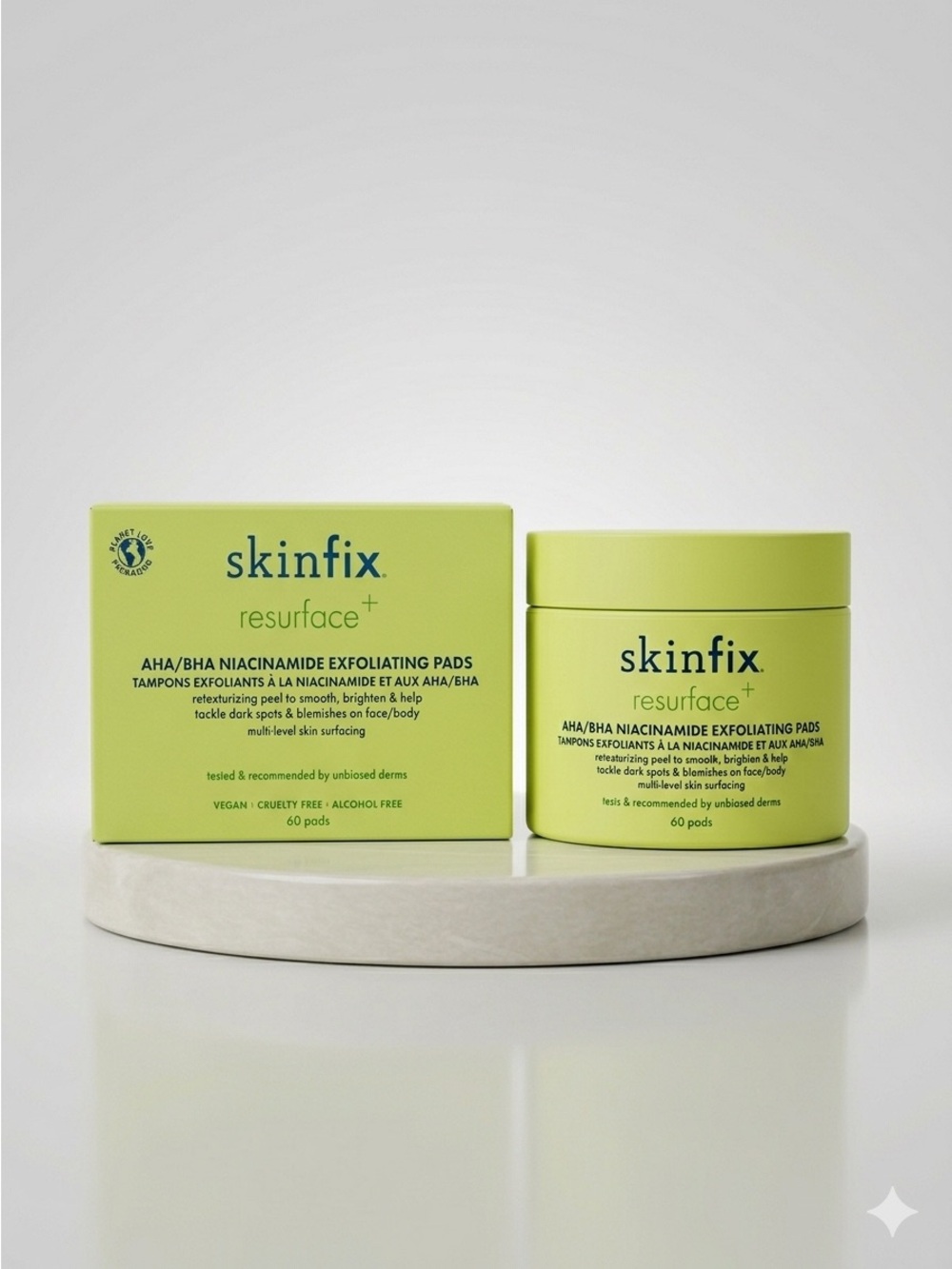 Skinfix Resurface+ AHA/BHA Niacinamide Exfoliating Pads 60 Count New